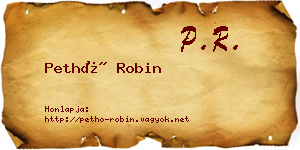 Pethő Robin névjegykártya